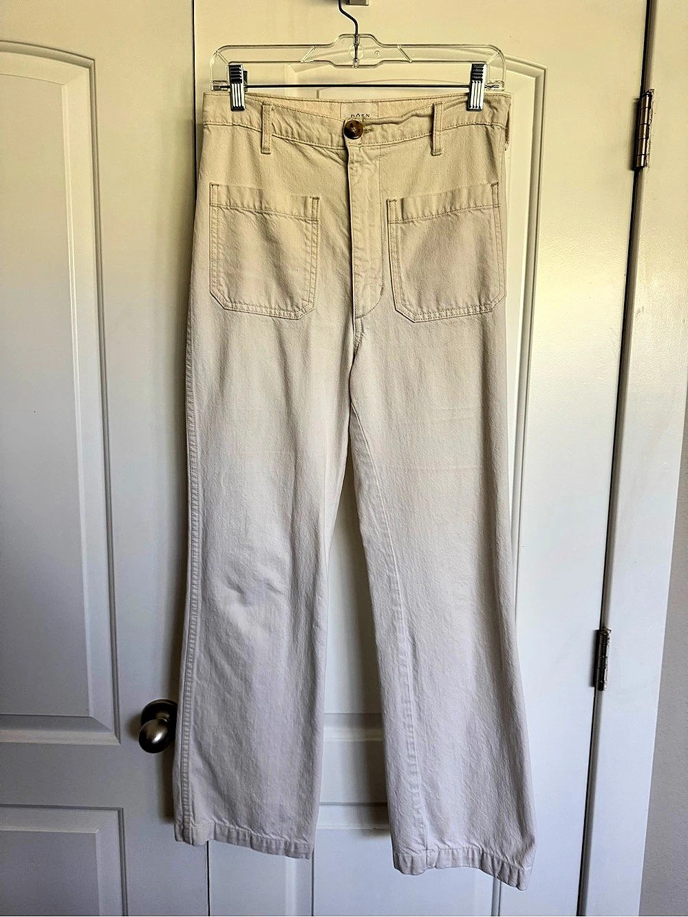 DÔEN Maritime Jeans in a neutral/off-white canvas size 27